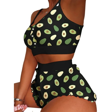 Voguele Women Lounge Set Cami Top And Shorts Sleepwear Scoop Neck Nightwear Summer Pajamas Sets Casual Green S 
Voguele Women Lounge Set Cami Top And Shorts Sleepwear Scoop Neck Nightwear Summer Pajamas Sets Casual Green S
