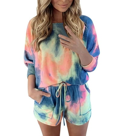 Womens Tie-dye Long Sleeve Pajama Set Night Lounge Top Short Sleepwear Plus Size Casual Dressy Suit Set
Womens Tie-dye Long Sleeve Pajama Set Night Lounge Top Short Sleepwear Plus Size Casual Dressy Suit Set