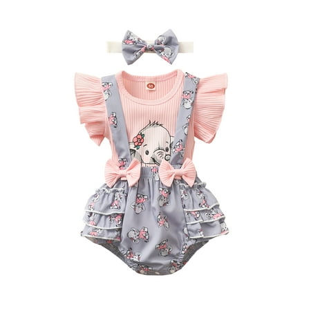 Chollius 3PCS Toddle Baby Girls Summer Outfit Round Neck Fly Sleeve Tops + Milk Cow Printed Suspender Ruffle Romper Shorts + Headband
Chollius 3PCS Toddle Baby Girls Summer Outfit Round Neck Fly Sleeve Tops + Milk Cow Printed Suspender Ruffle Romper Shorts + Headband