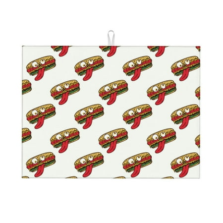 Dish Drying Mats for Kitchen Counter - Cartoon Hot Dog Print Funny 18x24in Dish Drying Pad Coffee Mat with Hanging Loop Super Absorbent Kitchen Counter Mat Coffee Bar Accessories
Dish Drying Mats for Kitchen Counter - Cartoon Hot Dog Print Funny 18x24in Dish Drying Pad Coffee Mat with Hanging Loop Super Absorbent Kitchen Counter Mat Coffee Bar Accessories