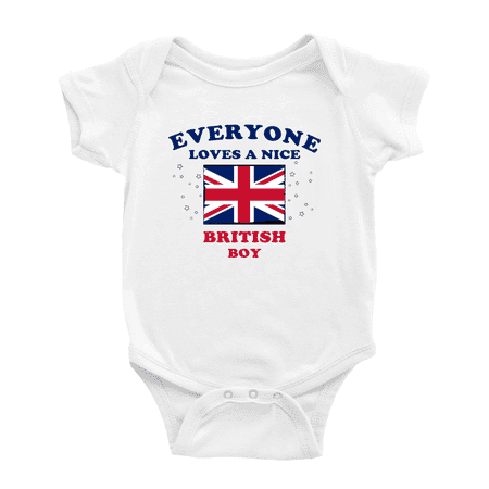 Everyone Loves a Nice British Boy Cute Baby Clothes (White 6-12 Months)