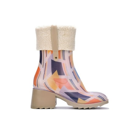 Cape Robbin Chrisma Print Fur-Lined Square Toe Lug Booties