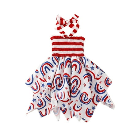 Bmnmsl Little Girls Fourth of July Dress Sleeveless Halter Neck Stripes Print Ruffle Dress
Bmnmsl Little Girls Fourth of July Dress Sleeveless Halter Neck Stripes Print Ruffle Dress