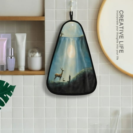Deers and Moon Person Hanging Towel Kitchen Hand Towel Bathroom Absorbent Towel Machine Washable Quick Dry Dishcloths
Deers and Moon Person Hanging Towel Kitchen Hand Towel Bathroom Absorbent Towel Machine Washable Quick Dry Dishcloths