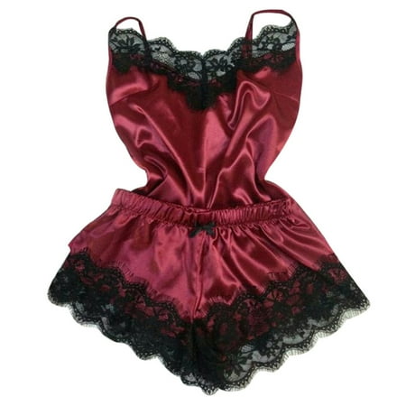 Womens Sexy Imitated Faux Silk Pajamas Set Deep V-Neck Solid Color Camisole Slee
Womens Sexy Imitated Faux Silk Pajamas Set Deep V-Neck Solid Color Camisole Slee