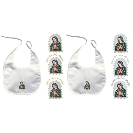 Baby Boy Girl Blessing Christening Baptism White Bib Gold Silver Guadalupe Maria
