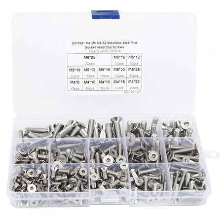 Flat Screw Countersunk Screw Hex Socket Screw Fasteners 260Pcs Flat Screw Set M4/M5/M6 Hex Socket Stainless Steel 304 For Electronics Industry
Flat Screw Countersunk Screw Hex Socket Screw Fasteners 260Pcs Flat Screw Set M4/M5/M6 Hex Socket Stainless Steel 304 For Electronics Industry