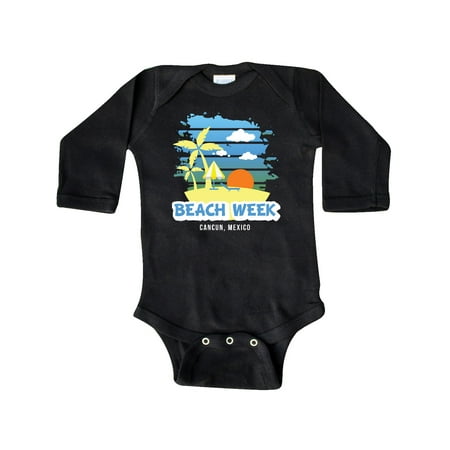 Inktastic Beach Week Cancun Mexico with Palm Trees Gift Baby Boy Long Sleeve Bodysuit
