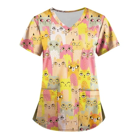 QAZXD Womens Summer Tops Floral V-Neck Short Sleeve Scrub Tops with Two Pockets Pullover Orange 2XL
QAZXD Womens Summer Tops Floral V-Neck Short Sleeve Scrub Tops with Two Pockets Pullover Orange 2XL