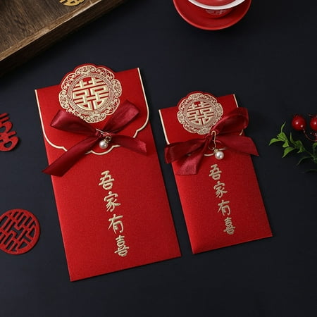 Tea bronzing folding happy words engagement red envelope wedding supplies