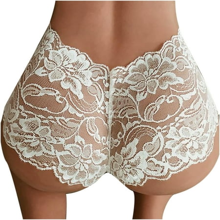 

Lolmot Plus Size Lace Boyshort Panties for Women s Sexy High Waist Underpant Peach Buttocks Silky Comfy Underwear Invisible Seamless Hipster Lace Underwear Full Coverage Panties