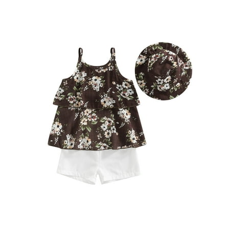 Frobukio Kids Little Girls Shorts Set Spaghetti Straps Flower Print Camisole + Elastic Waist Shorts + Hat Outfits Brown 7 Years
Frobukio Kids Little Girls Shorts Set Spaghetti Straps Flower Print Camisole + Elastic Waist Shorts + Hat Outfits Brown 7 Years