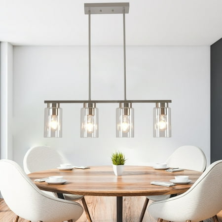 Glass Pendant Light for Kitchen Island Adjustable Height 4 Lights Brush Nickel
Glass Pendant Light for Kitchen Island Adjustable Height 4 Lights Brush Nickel
