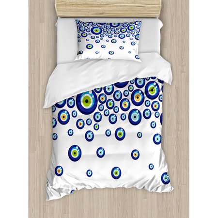 Ambesonne Evil Eye Lively Turkish Amulets Falling Down Positive Religious Historical Symbols Duvet Cover Set