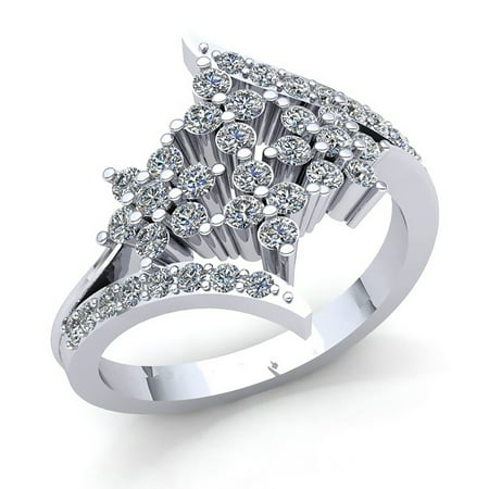 Genuine 0.5ctw Round Cut Diamond Ladies Bridal Flower Anniversary Wedding Band Solid 14K Rose, White or Yellow Gold FG VS