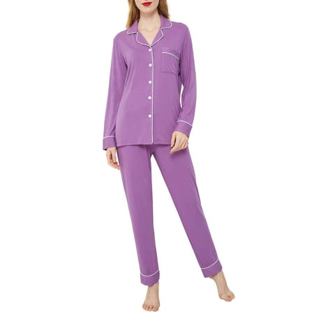 INNERSY Women s Pajamas Set Long Sleeve Sleepwear Button Down Nightwear Soft Pj Lounge Sets (XL Purple)
INNERSY Women s Pajamas Set Long Sleeve Sleepwear Button Down Nightwear Soft Pj Lounge Sets (XL Purple)