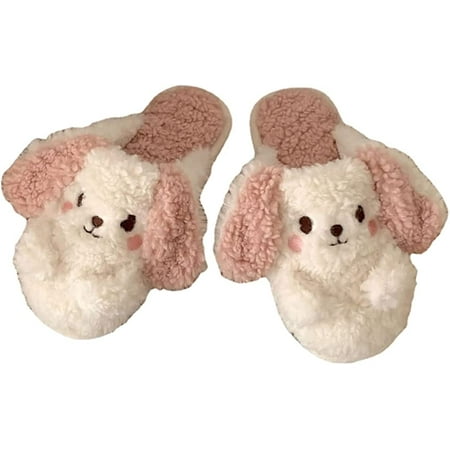 PIKADINGNIS Dog Slippers Cute Animal Slippers Fuzzy House Slippers for Women Fluffy Kawaii House Slippers