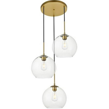 Baxter 3 Lights Pendant Ceiling Light with Clear Glass Brass