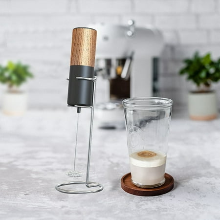 

Electric Whisk Handheld Foamer Coffee Maker Egg Beater for Cappuccino Stirrer Food Blender-Wood Grain