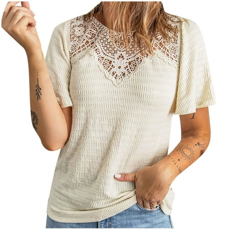 Crop Tops for Women Sequin Tops for Women Fashion Women s Summer Round Neck Lace Patchwork Short Sleeve Sexy Top Blouse High Top Women Summer Savings Clearance 2022 Maternity Tops Beige L
Crop Tops for Women Sequin Tops for Women Fashion Women s Summer Round Neck Lace Patchwork Short Sleeve Sexy Top Blouse High Top Women Summer Savings Clearance 2022 Maternity Tops Beige L