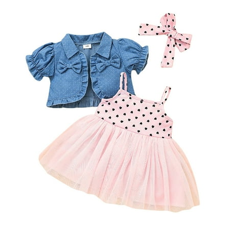 Esho 3Pcs Baby Girls Princess Tutu Dresses Spaghetti Strap Tulle Wedding Dress+Denim Shirt+Headband 0-3T
Esho 3Pcs Baby Girls Princess Tutu Dresses Spaghetti Strap Tulle Wedding Dress+Denim Shirt+Headband 0-3T