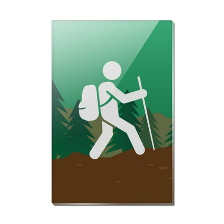 Hiker Hiking Symbol Mountain Nature Rectangle Acrylic Fridge Refrigerator Magnet