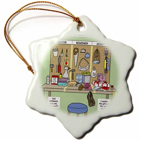 3dRose Sabellianism - Gods Workbench, Snowflake Ornament, Porcelain, 3-inch