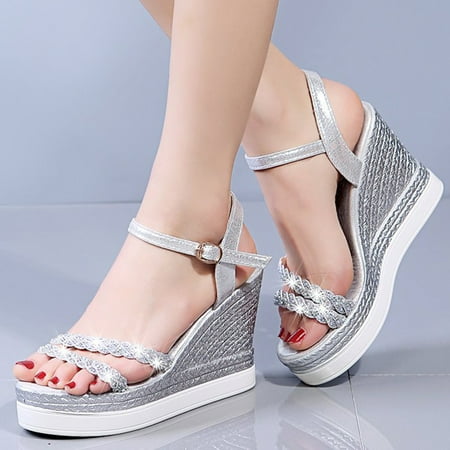 FZM Women shoes Women Ladies Fashion Open Toe Wedges Platforms High Heels Shoes Sandals