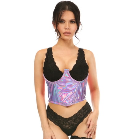 Lavish Lavender Holo Open Cup Underwire Waist Cincher