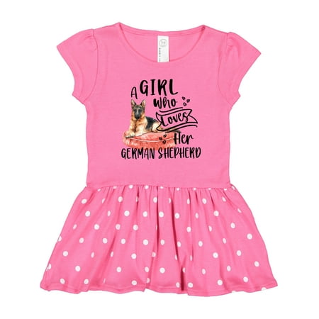 Inktastic A Girl Who Loves Her German Shepherd Gift Toddler Girl Dress
