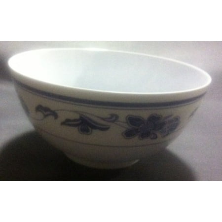 Peony Round Noodle Bowl 26 Oz. 6 Dia. Melamine White Blue Rim 12 packs