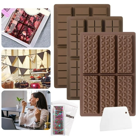 Callipe Silicone Chocolate Mold Set with 100Pcs Bags Deep Chocolate Mold for Stuffed Bar BPA-Free Reusable Cake Baking Mold
Callipe Silicone Chocolate Mold Set with 100Pcs Bags Deep Chocolate Mold for Stuffed Bar BPA-Free Reusable Cake Baking Mold