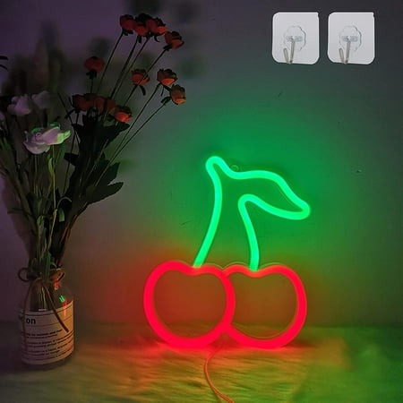 Cherry Neon Light Sign LED Neon SignUSB/Battery Operated Neon Night Light Neon Sign Lamp for Wall Decor Neon Night Light Neon Light Shade for Home Party Decor (Red and Green)
Cherry Neon Light Sign LED Neon SignUSB/Battery Operated Neon Night Light Neon Sign Lamp for Wall Decor Neon Night Light Neon Light Shade for Home Party Decor (Red and Green)