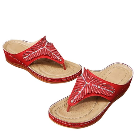 PU Leather Soft Footbed Orthopedic Arch-Support Sandals for Women Rhinestone Wedge Flip Flops Summer Beach Supply
PU Leather Soft Footbed Orthopedic Arch-Support Sandals for Women Rhinestone Wedge Flip Flops Summer Beach Supply
