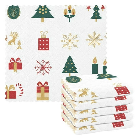 6 Pack Kitchen Dish Towels 11 Inch x 11 Inch Reusable Cleaning Cloths for Washing Dishes Dish Cloths for Drying Dishes Christmas Icon Set
6 Pack Kitchen Dish Towels 11 Inch x 11 Inch Reusable Cleaning Cloths for Washing Dishes Dish Cloths for Drying Dishes Christmas Icon Set