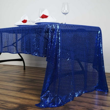 BalsaCircle 60 x 126 Rectangular Sequin Tablecloth Royal Blue