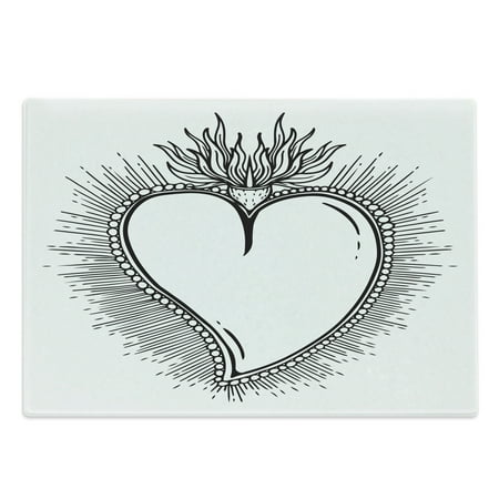 Alchemy Cutting Board Monochromatic Sketch of Heart with Rays Vintage Print Decorative Tempered Glass Cutting and Serving Board in 3 Sizes by Ambesonne
Alchemy Cutting Board Monochromatic Sketch of Heart with Rays Vintage Print Decorative Tempered Glass Cutting and Serving Board in 3 Sizes by Ambesonne