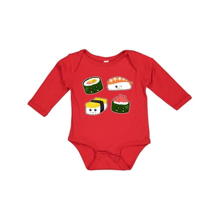 Inktastic Sushi with Faces Gift Baby Boy or Baby Girl Long Sleeve Bodysuit