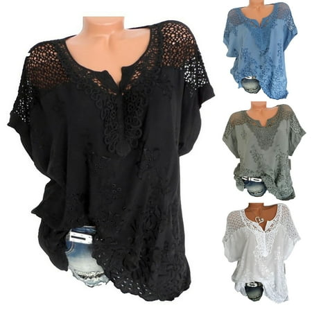 Taluosi Short Sleeve V Neck Women T-shirt Soft Lace Crochet Hollow Summer Blouse Pullover Top
Taluosi Short Sleeve V Neck Women T-shirt Soft Lace Crochet Hollow Summer Blouse Pullover Top