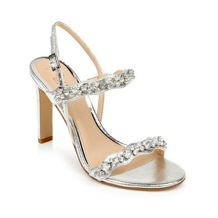 Jewel Badgley Mischka Womens Odette Satin Stiletto Slingback Sandals