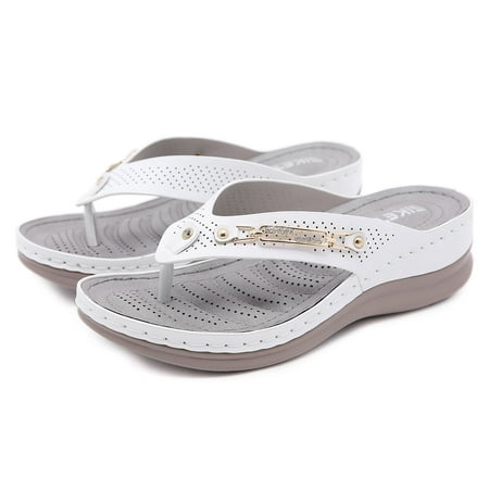 Women s Solid Color Arch Support Thong Slides Shoes Retro Non-slip Slides Metal Rhinestone Wedge Flip Flops
Women s Solid Color Arch Support Thong Slides Shoes Retro Non-slip Slides Metal Rhinestone Wedge Flip Flops
