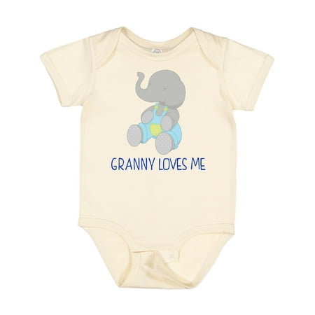 Inktastic Granny Loves Me Elephant Gift Baby Boy or Baby Girl Bodysuit