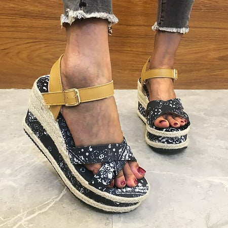 Womens Spring Trends!AXXD Rhinestone Sandals for Women Thick-Bottom Sloped Sandals Print High-Heeled Wedges Platform Shoes For Women Clearance Size 7
Womens Spring Trends!AXXD Rhinestone Sandals for Women Thick-Bottom Sloped Sandals Print High-Heeled Wedges Platform Shoes For Women Clearance Size 7
