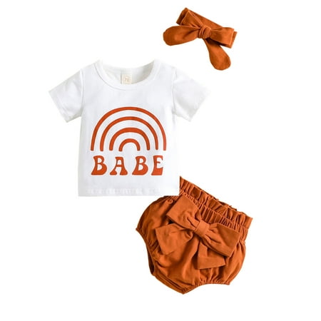 Suanret Toddler Baby Girls Rainbow Outfits Short Sleeve T-Shirt Top Bloomer Shorts Headband 3Pcs Infant Summer Clothes White 12-18 Months
Suanret Toddler Baby Girls Rainbow Outfits Short Sleeve T-Shirt Top Bloomer Shorts Headband 3Pcs Infant Summer Clothes White 12-18 Months