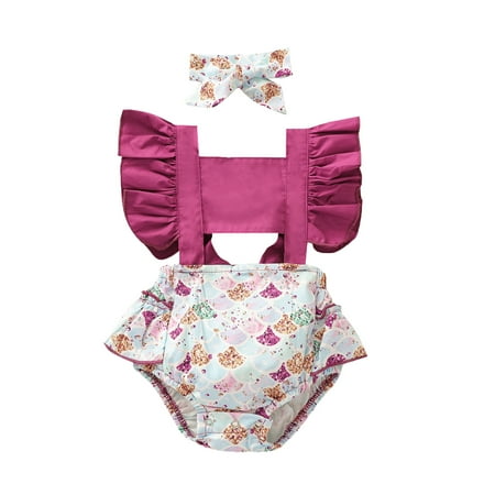 Odeerbi Baby Bodysuit Layette Set Onesies for Toddler Newborn Infant Girl Vest Mermaid Print Ruffled Romper Headband Set Purple
Odeerbi Baby Bodysuit Layette Set Onesies for Toddler Newborn Infant Girl Vest Mermaid Print Ruffled Romper Headband Set Purple