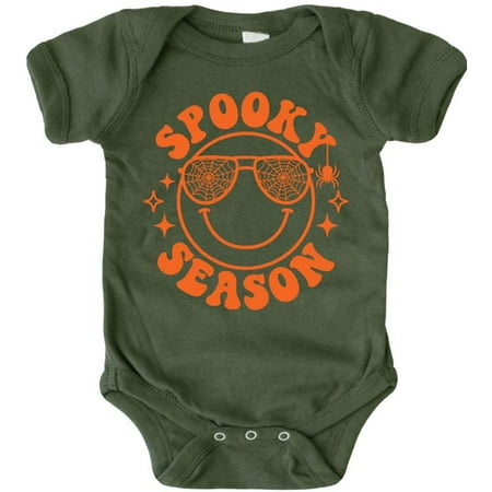 Spooky Season Smiley Face Halloween Shirts and Bodysuits for Infant Baby and Toddler Youth Girls Orange on Military Green Bodysuit 24 Months
Spooky Season Smiley Face Halloween Shirts and Bodysuits for Infant Baby and Toddler Youth Girls Orange on Military Green Bodysuit 24 Months