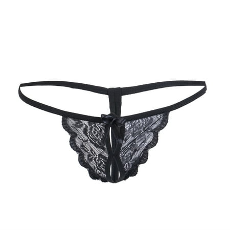 Faithtur Women Lace Lingerie Open Crotch Hollow Out Low Waist Erotic G-String