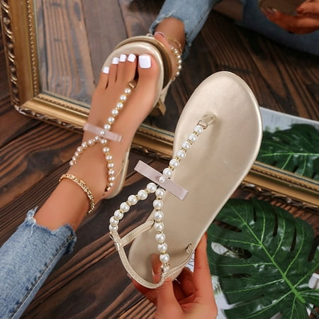 Zanvin Womens Sandals Clearance Women s Casual Pearl Beaded Bow Flats Solid Color Sandals Slippers Flip Flops Gold 41
Zanvin Womens Sandals Clearance Women s Casual Pearl Beaded Bow Flats Solid Color Sandals Slippers Flip Flops Gold 41
