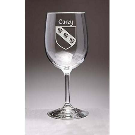 Carey Irish Coat of Arms Wine Glasses - Set of 4 (Sand Etched)