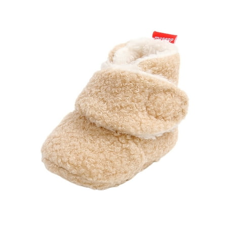 

WenaZao Baby Cozy Fleece Booties Infant Non-Slip Bottom Solid Color Crib Shoes